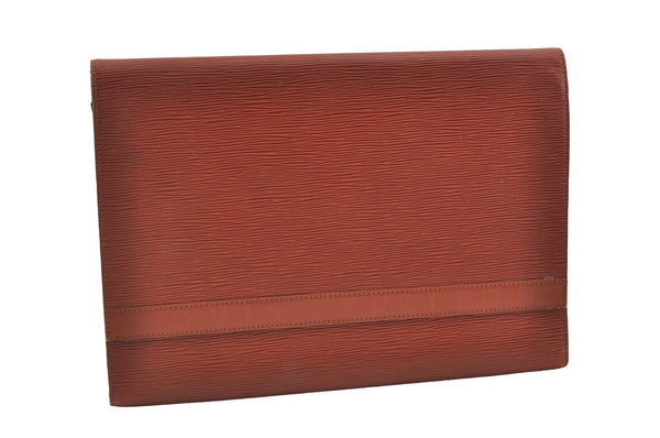 Authentic Louis Vuitton Epi Pochette Enveloppe Document Case M52583 Brown 1465J