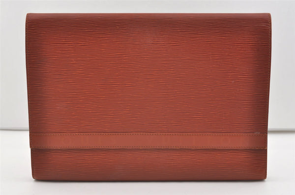 Authentic Louis Vuitton Epi Pochette Enveloppe Document Case M52583 Brown 1465J