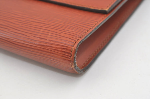 Authentic Louis Vuitton Epi Pochette Enveloppe Document Case M52583 Brown 1465J