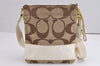 Authentic COACH Signature Shoulder Cross Bag Canvas Leather 10129 Brown 1468J