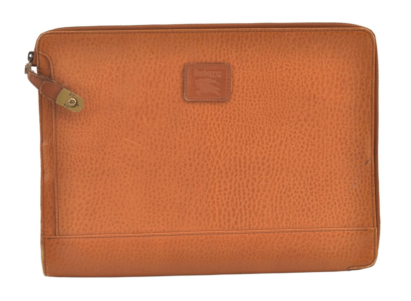 Authentic Burberrys Vintage Leather Clutch Documents PC Case Brown 1468K