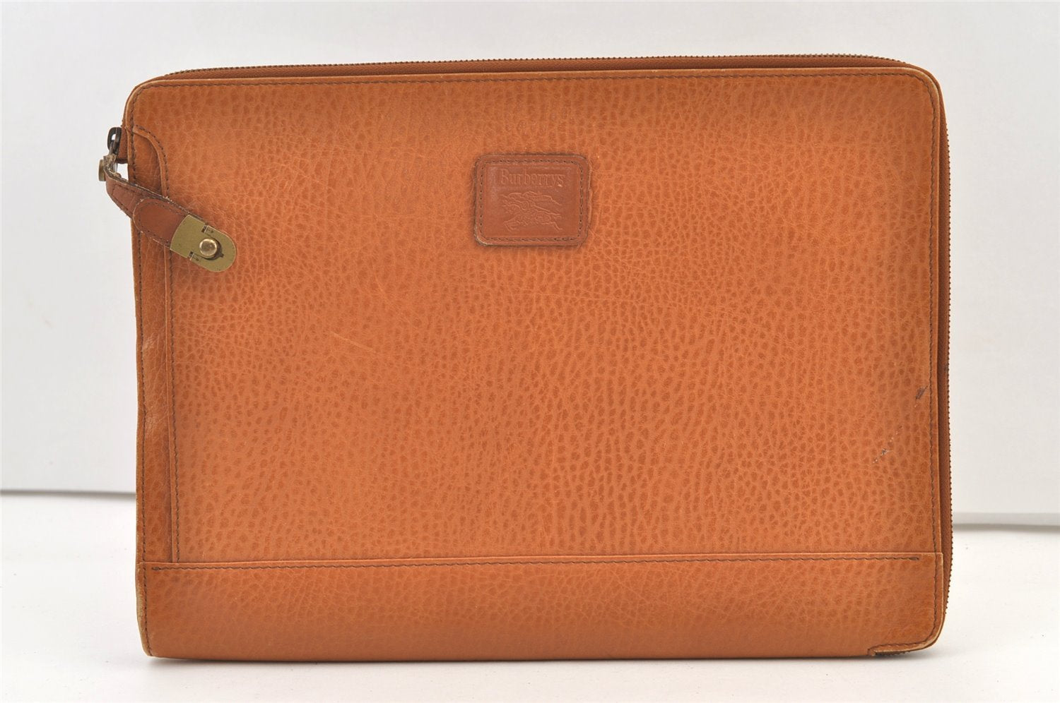 Authentic Burberrys Vintage Leather Clutch Documents PC Case Brown 1468K