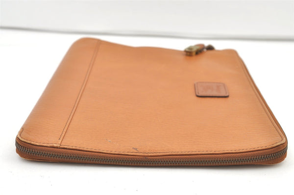 Authentic Burberrys Vintage Leather Clutch Documents PC Case Brown 1468K