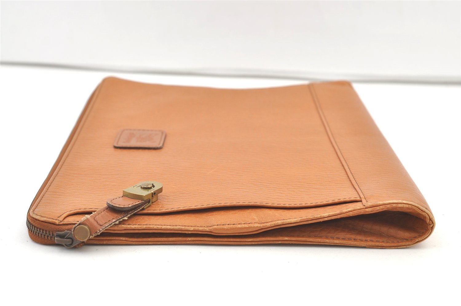 Authentic Burberrys Vintage Leather Clutch Documents PC Case Brown 1468K