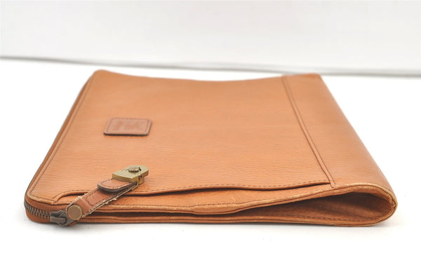 Authentic Burberrys Vintage Leather Clutch Documents PC Case Brown 1468K