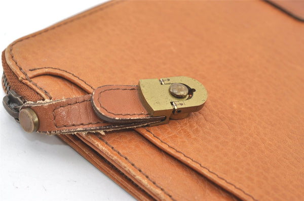 Authentic Burberrys Vintage Leather Clutch Documents PC Case Brown 1468K