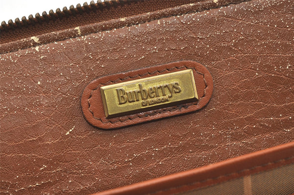 Authentic Burberrys Vintage Leather Clutch Documents PC Case Brown 1468K