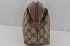 Authentic GUCCI Vintage Clutch Hand Bag Purse GG PVC Leather Brown 1469J