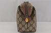 Authentic GUCCI Vintage Clutch Hand Bag Purse GG PVC Leather Brown 1469J