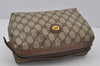 Authentic GUCCI Vintage Clutch Hand Bag Purse GG PVC Leather Brown 1469J