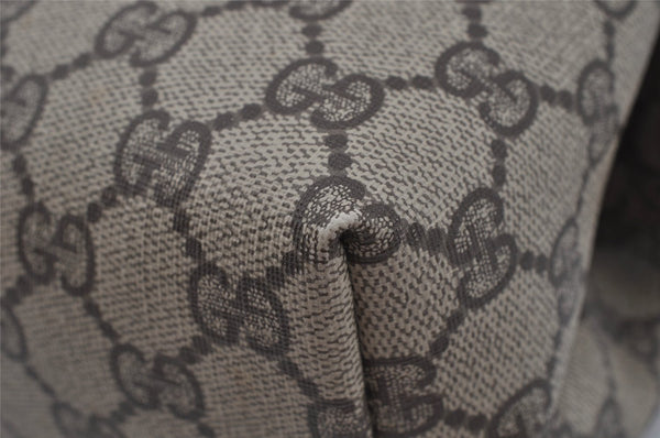 Authentic GUCCI Vintage Clutch Hand Bag Purse GG PVC Leather Brown 1469J