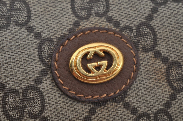 Authentic GUCCI Vintage Clutch Hand Bag Purse GG PVC Leather Brown 1469J