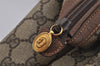Authentic GUCCI Vintage Clutch Hand Bag Purse GG PVC Leather Brown 1469J