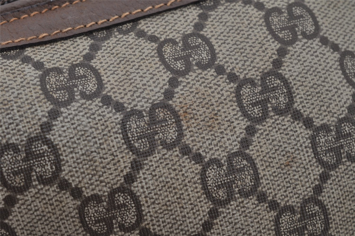 Authentic GUCCI Vintage Clutch Hand Bag Purse GG PVC Leather Brown 1469J