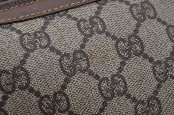 Authentic GUCCI Vintage Clutch Hand Bag Purse GG PVC Leather Brown 1469J