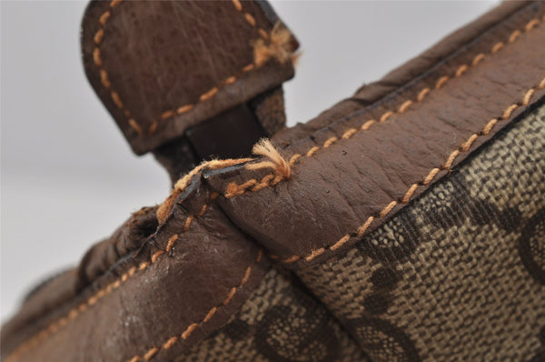 Authentic GUCCI Vintage Clutch Hand Bag Purse GG PVC Leather Brown 1469J