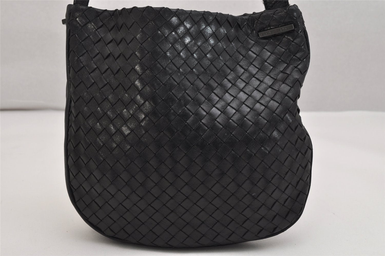 Authentic BOTTEGA VENETA Intrecciato Leather Shoulder Cross Body Bag Black 1469K