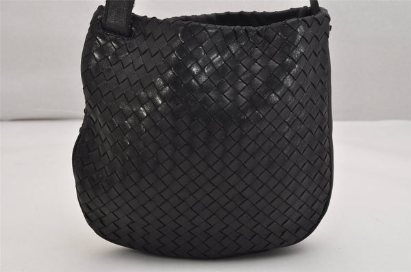 Authentic BOTTEGA VENETA Intrecciato Leather Shoulder Cross Body Bag Black 1469K