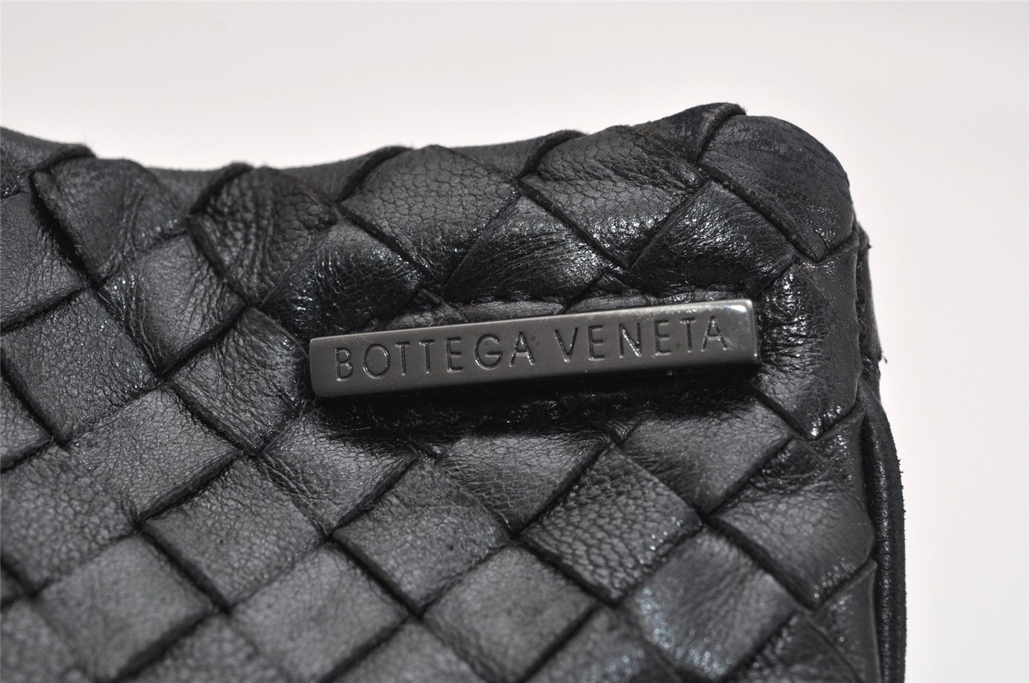Authentic BOTTEGA VENETA Intrecciato Leather Shoulder Cross Body Bag Black 1469K