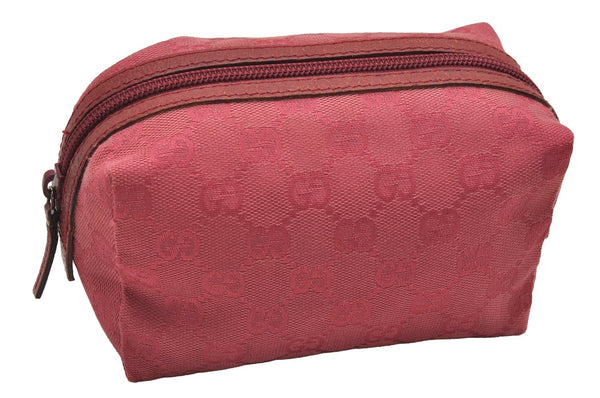 Authentic GUCCI Vintage Pouch Purse GG Canvas Leather 29595 Pink 1470J