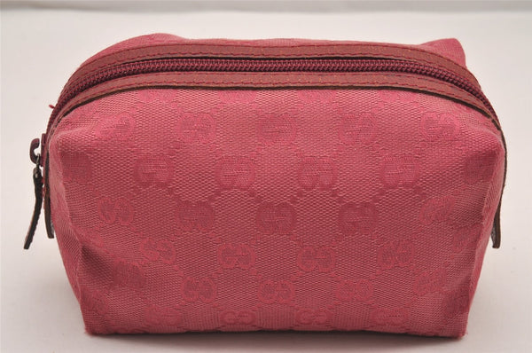 Authentic GUCCI Vintage Pouch Purse GG Canvas Leather 29595 Pink 1470J