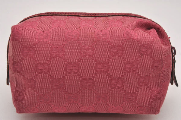 Authentic GUCCI Vintage Pouch Purse GG Canvas Leather 29595 Pink 1470J