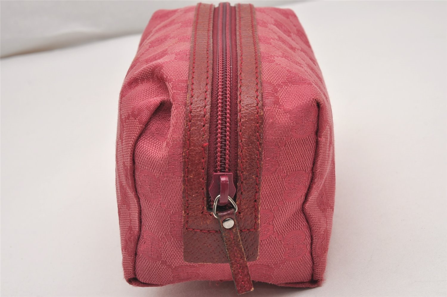 Authentic GUCCI Vintage Pouch Purse GG Canvas Leather 29595 Pink 1470J
