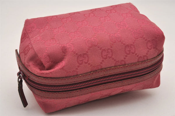 Authentic GUCCI Vintage Pouch Purse GG Canvas Leather 29595 Pink 1470J
