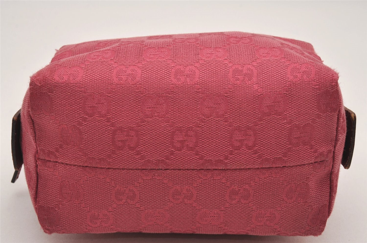 Authentic GUCCI Vintage Pouch Purse GG Canvas Leather 29595 Pink 1470J