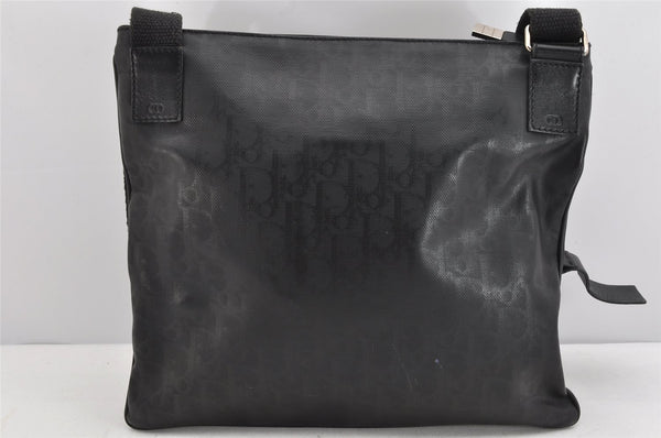 Authentic Christian Dior Trotter Shoulder Cross Body Bag PVC Leather Black 1471K