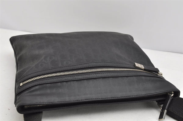 Authentic Christian Dior Trotter Shoulder Cross Body Bag PVC Leather Black 1471K