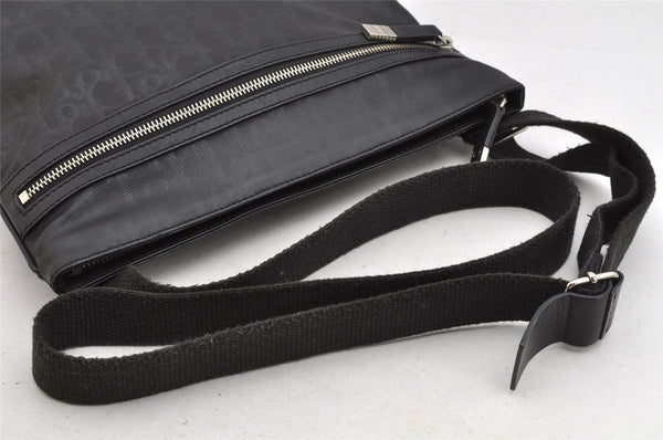 Authentic Christian Dior Trotter Shoulder Cross Body Bag PVC Leather Black 1471K