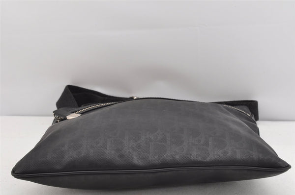 Authentic Christian Dior Trotter Shoulder Cross Body Bag PVC Leather Black 1471K
