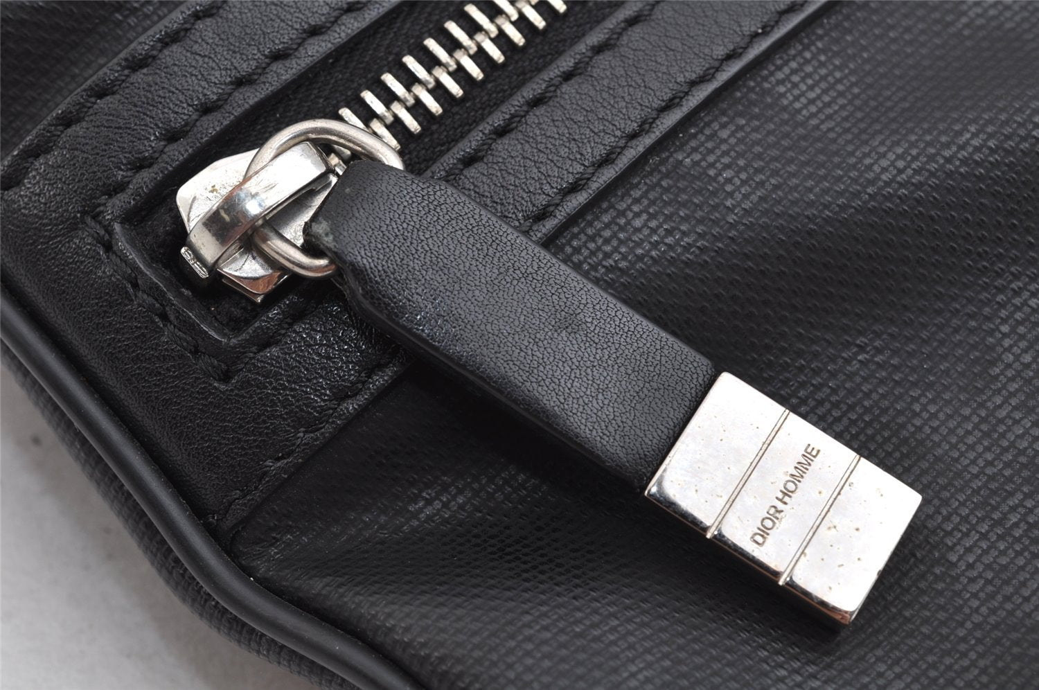 Authentic Christian Dior Trotter Shoulder Cross Body Bag PVC Leather Black 1471K
