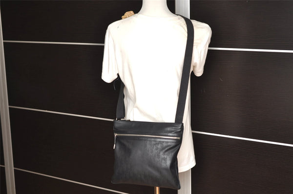 Authentic Christian Dior Trotter Shoulder Cross Body Bag PVC Leather Black 1471K