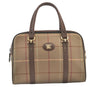 Authentic Burberrys Check Canvas Leather Shoulder Hand Bag Khaki Green 1472K