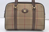 Authentic Burberrys Check Canvas Leather Shoulder Hand Bag Khaki Green 1472K