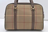 Authentic Burberrys Check Canvas Leather Shoulder Hand Bag Khaki Green 1472K