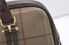 Authentic Burberrys Check Canvas Leather Shoulder Hand Bag Khaki Green 1472K