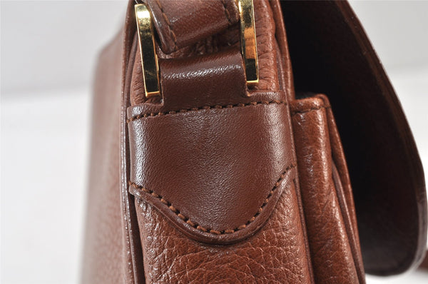Authentic Burberrys Leather Shoulder Cross Body Bag Purse Brown Box 1473K