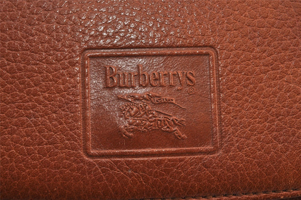 Authentic Burberrys Leather Shoulder Cross Body Bag Purse Brown Box 1473K