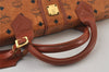 Authentic MCM Vintage Visetos Leather 2Way Travel Boston Bag Brown 1474J