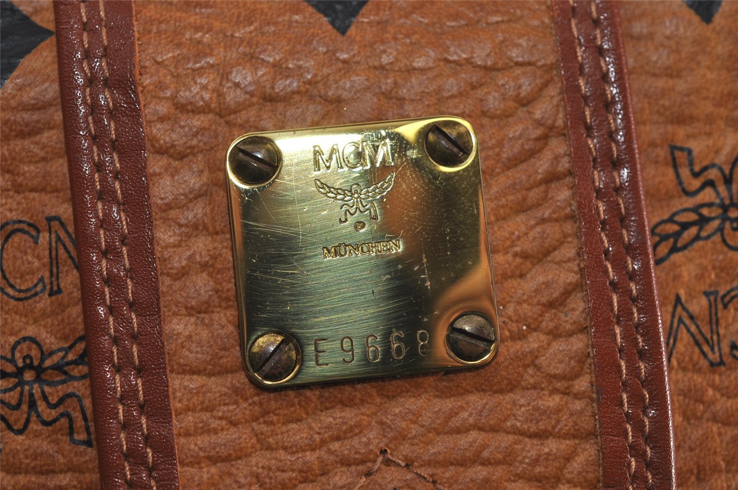 Authentic MCM Vintage Visetos Leather 2Way Travel Boston Bag Brown 1474J