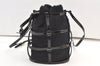 Authentic Salvatore Ferragamo Enamel Pile Shoulder Cross Body Bag Black 1474K