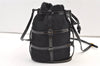 Authentic Salvatore Ferragamo Enamel Pile Shoulder Cross Body Bag Black 1474K