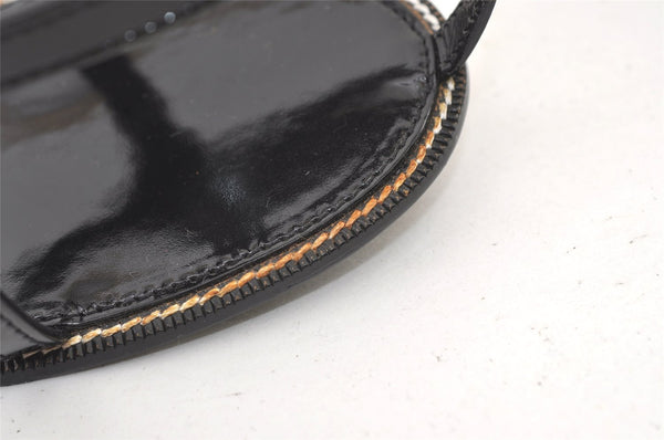 Authentic Salvatore Ferragamo Enamel Pile Shoulder Cross Body Bag Black 1474K