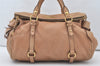 Authentic MIU MIU Ribbon Leather 2Way Shoulder Hand Bag Purse Beige 1475J