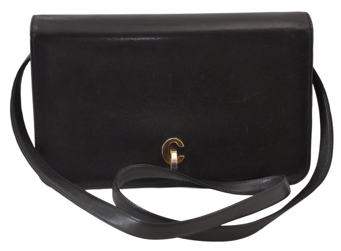 Authentic Christian Dior Vintage Shoulder Bag Purse Leather Black CD 1475K