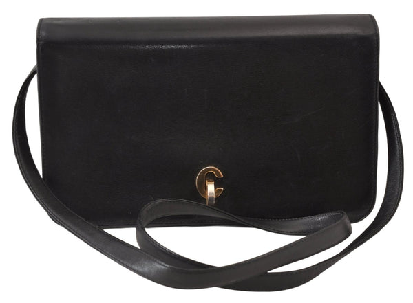 Authentic Christian Dior Vintage Shoulder Bag Purse Leather Black CD 1475K