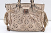 Authentic Salvatore Ferragamo Gancini Leather 2Way Shoulder Hand Bag Gold 1476K